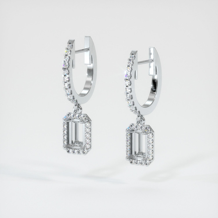 18K White Gold Pave Earring Setting