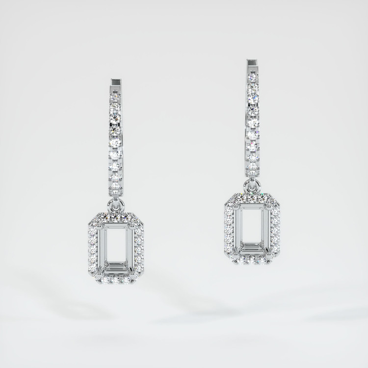 18K White Gold Pave Earring Setting