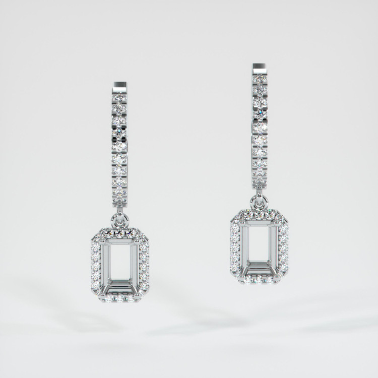 18K White Gold Pave Earring Setting