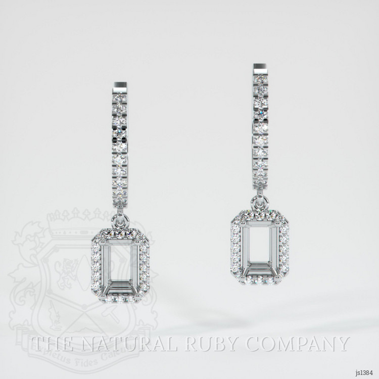 18K White Gold Pave Earring Setting