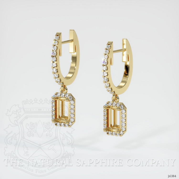 14K Yellow Gold Pave Earring Setting