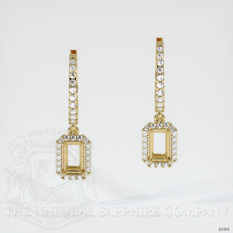 14K Yellow Gold Pave Earring Setting