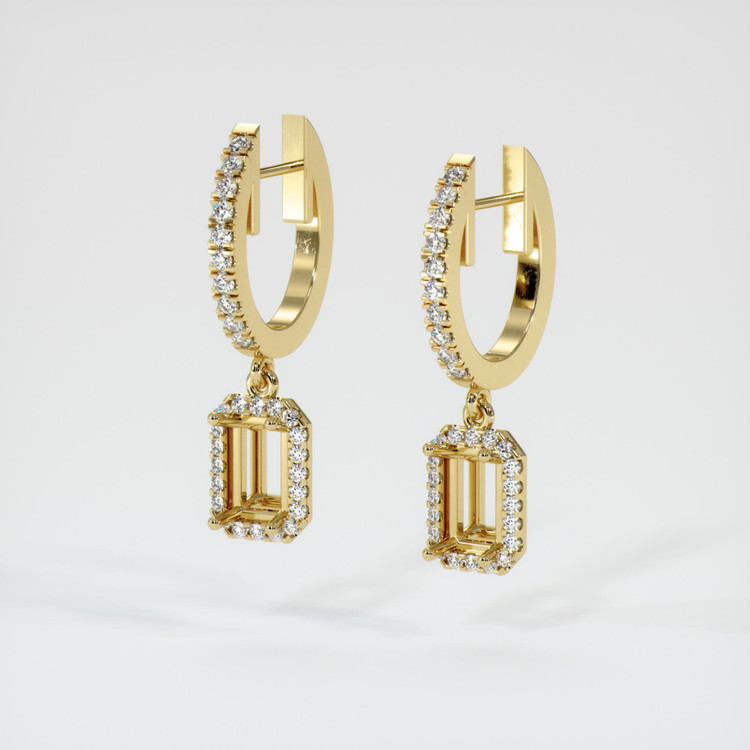 18K Yellow Gold Pave Earring Setting