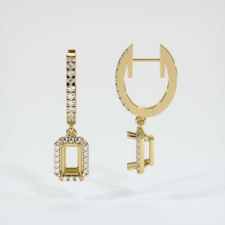 18K Yellow Gold Pave Earring Setting