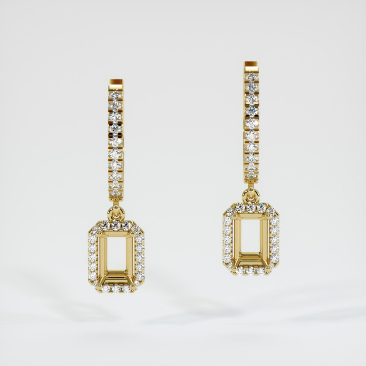 18K Yellow Gold Pave Earring Setting
