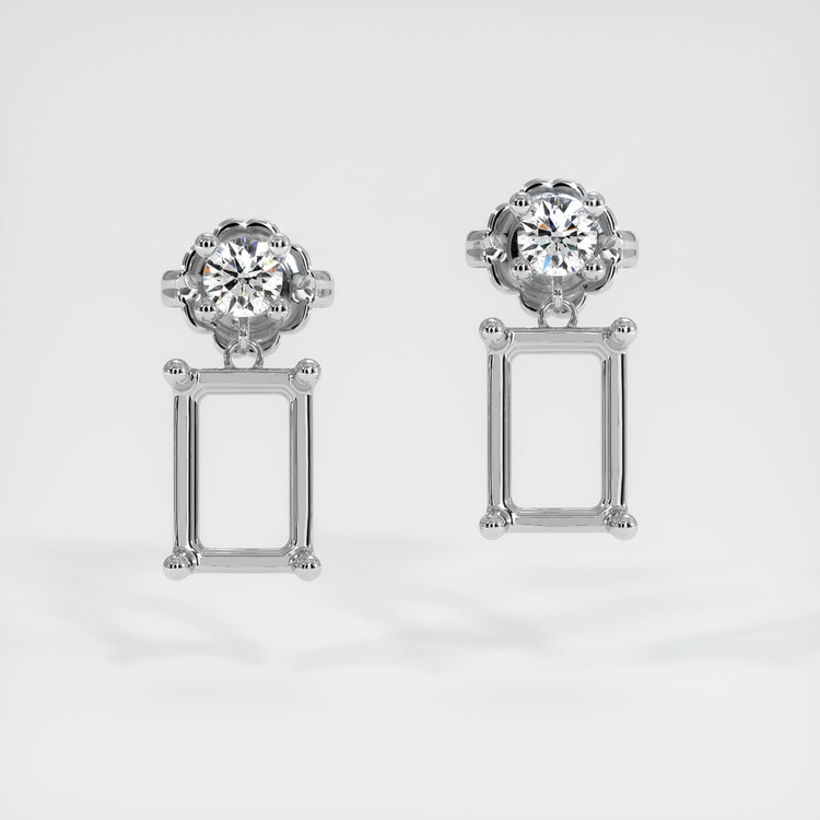 Platinum 950 Accent Stones Earring Setting