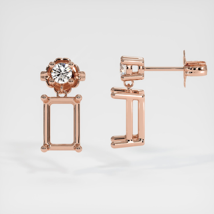 14K Rose Gold Accent Stones Earring Setting