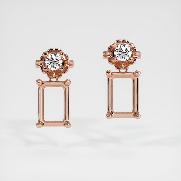 14K Rose Gold Accent Stones Earring Setting