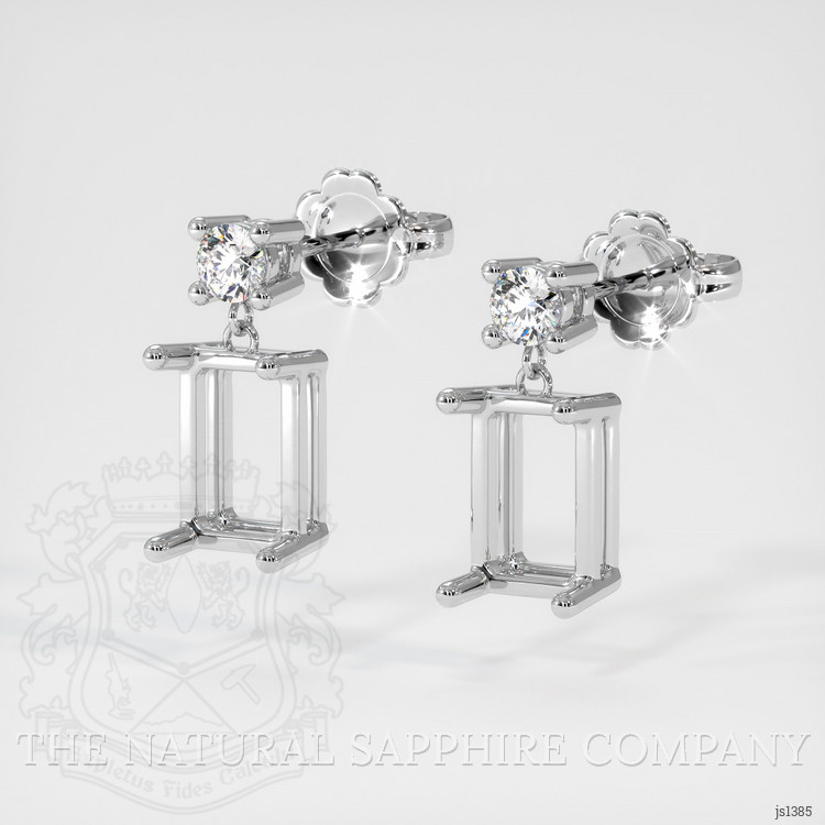 14K White Gold Accent Stones Earring Setting