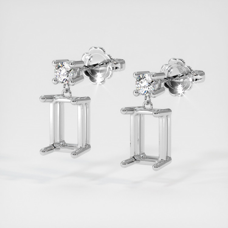14K White Gold Accent Stones Earring Setting