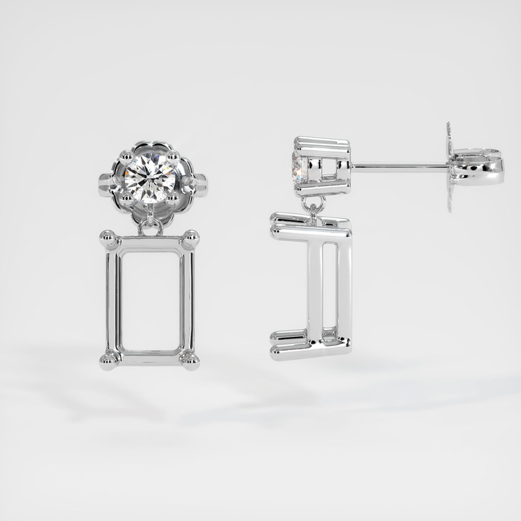 14K White Gold Accent Stones Earring Setting