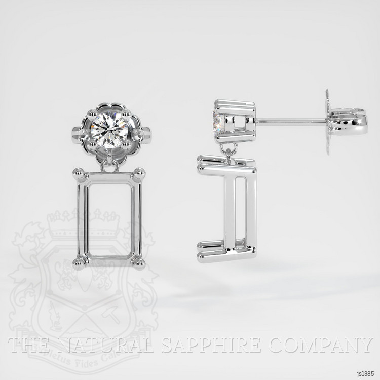 14K White Gold Accent Stones Earring Setting