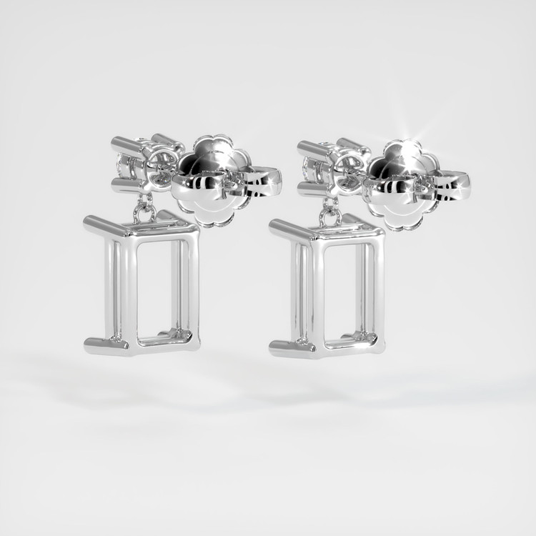 14K White Gold Accent Stones Earring Setting