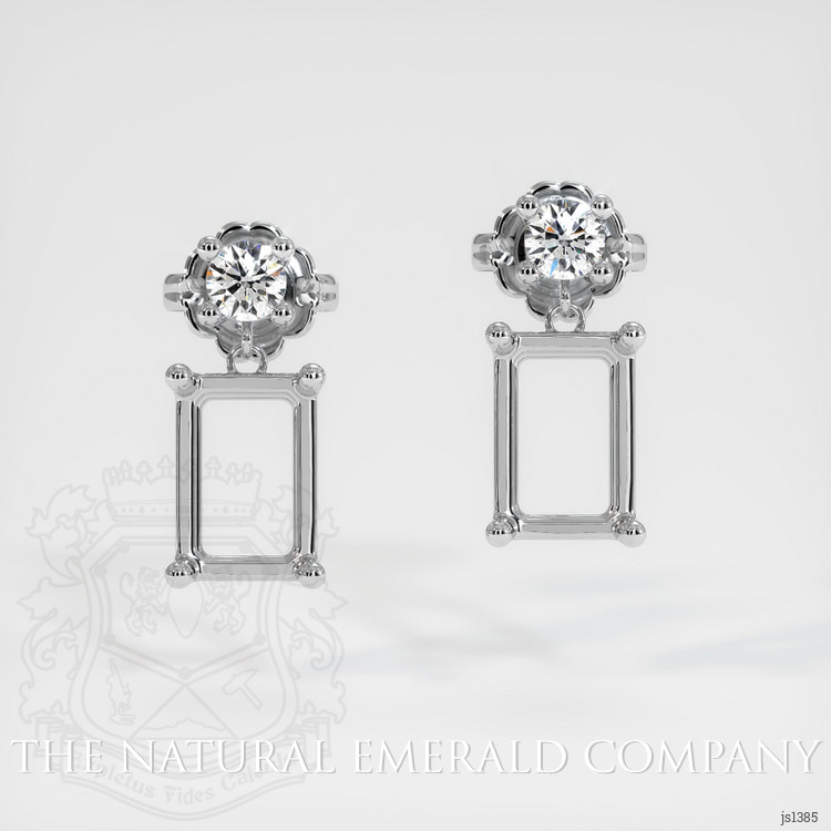 18K White Gold Accent Stones Earring Setting