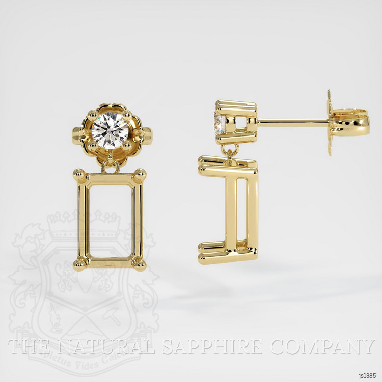 14K Yellow Gold Accent Stones Earring Setting