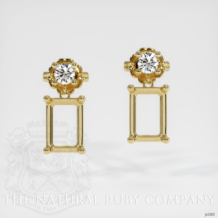 18K Yellow Gold Accent Stones Earring Setting