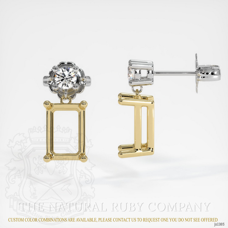 14K Yellow & White Accent Stones Earring Setting