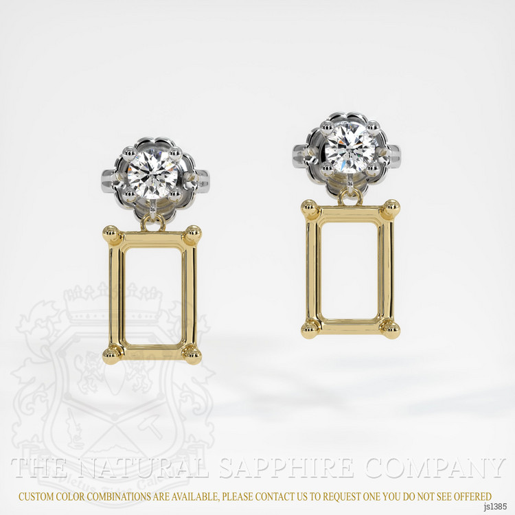 14K Yellow & White Accent Stones Earring Setting