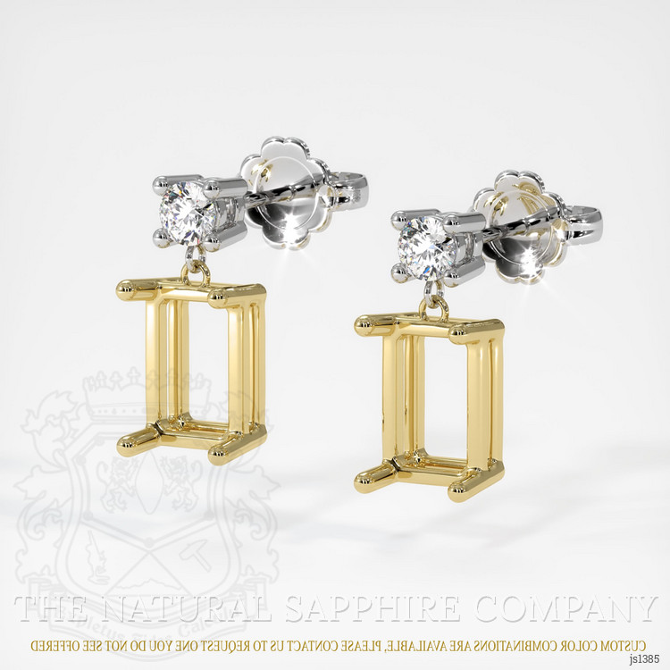 18K Yellow & White Accent Stones Earring Setting