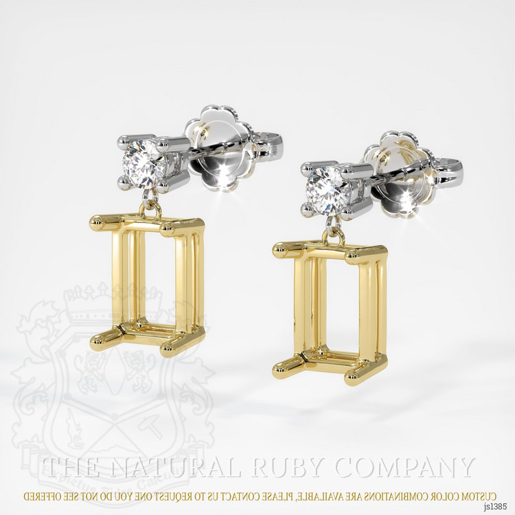 18K Yellow & White Accent Stones Earring Setting