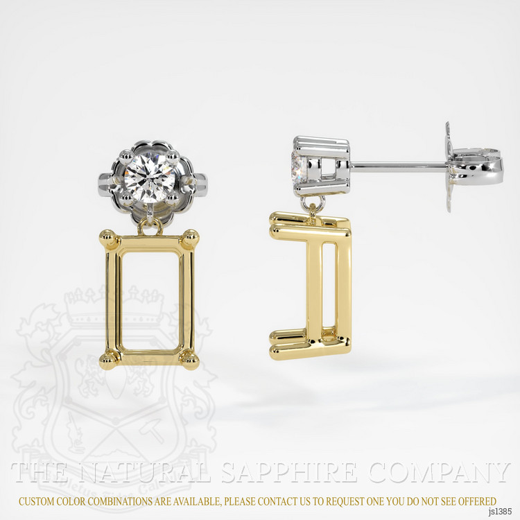 18K Yellow & White Accent Stones Earring Setting