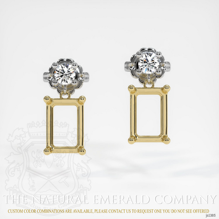 18K Yellow & White Accent Stones Earring Setting