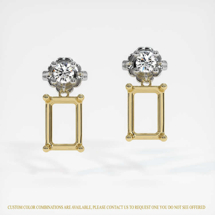 18K Yellow & White Accent Stones Earring Setting