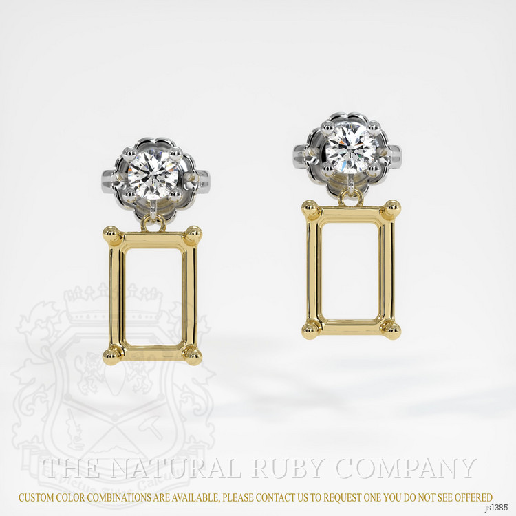 18K Yellow & White Accent Stones Earring Setting
