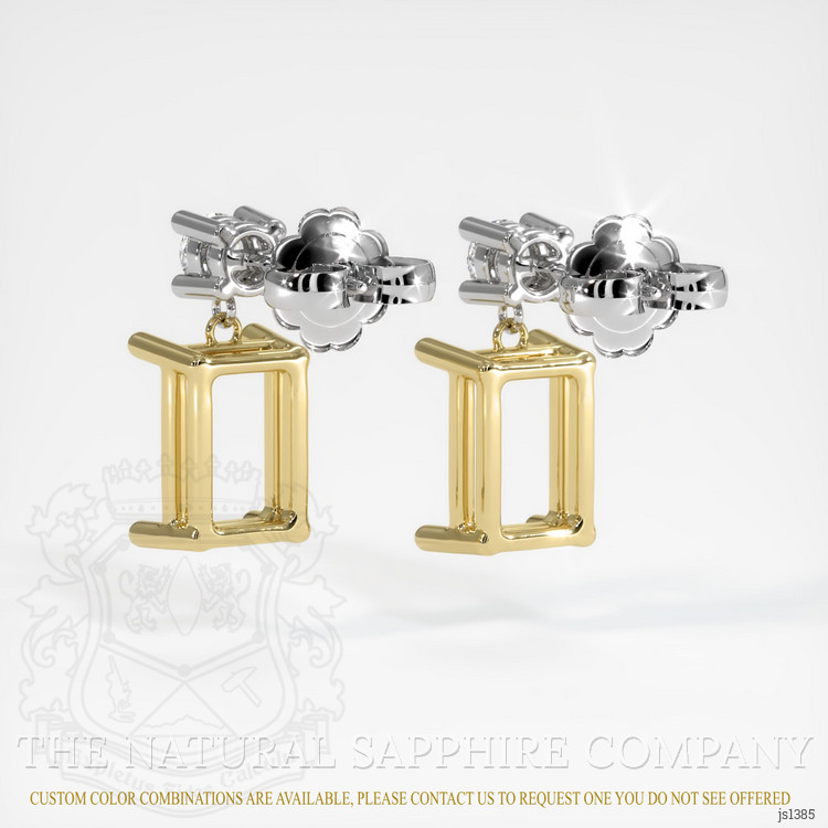 18K Yellow & White Accent Stones Earring Setting