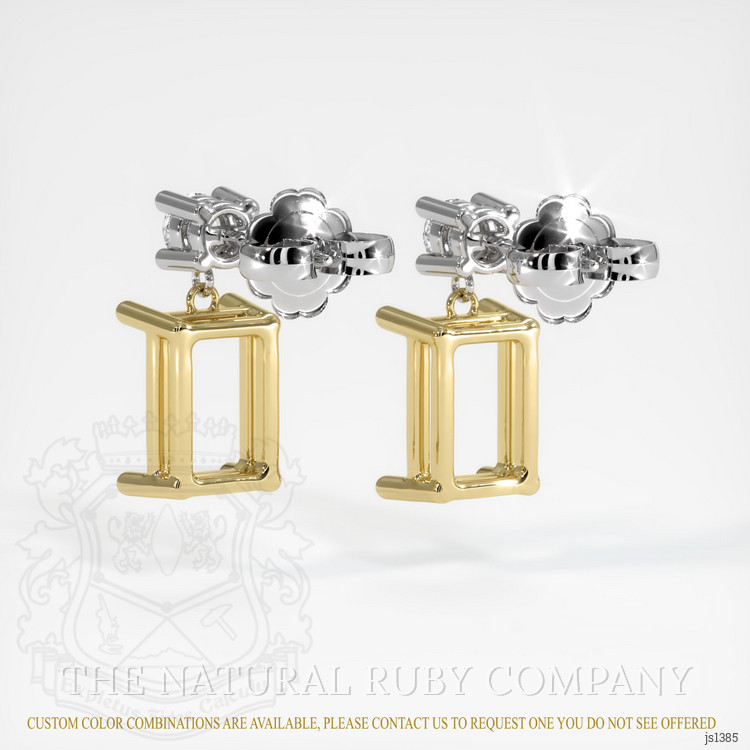 18K Yellow & White Accent Stones Earring Setting