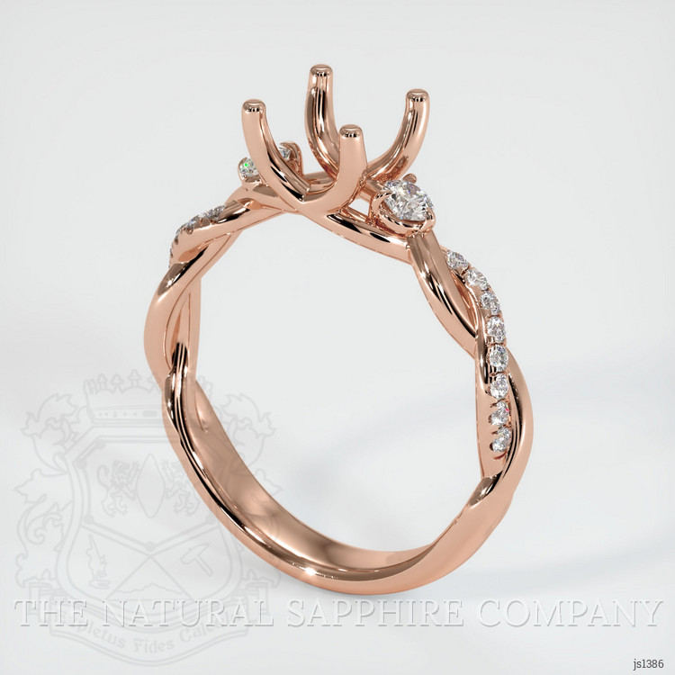 14K Rose Gold Three Stone Ring Setting
