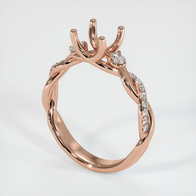 14K Rose Gold Pave Ring Setting