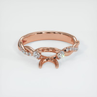 14K Rose Gold Three Stone Ring Setting Image