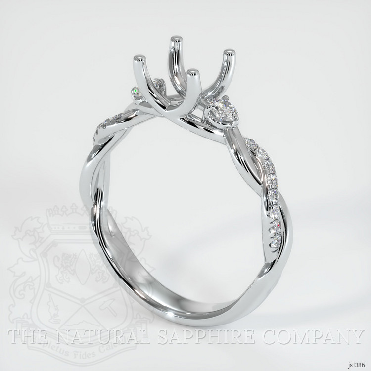 14K White Gold Three Stone Ring Setting