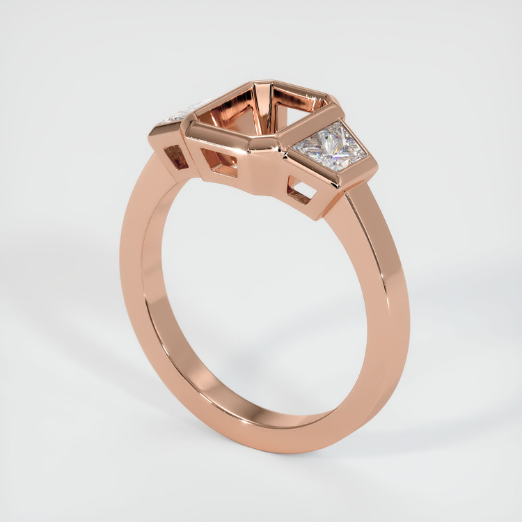 14K Rose Gold Three Stone Ring Setting