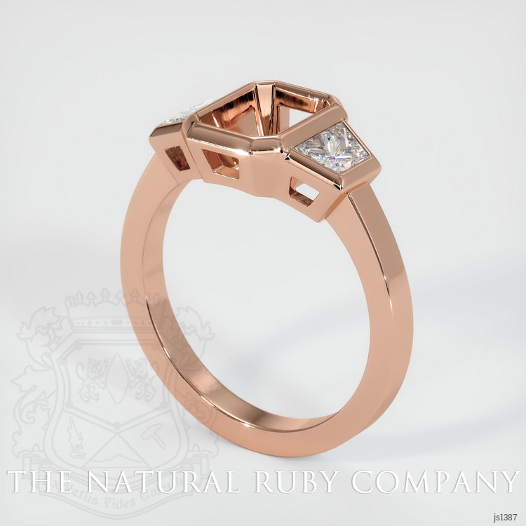 14K Rose Gold Three Stone Ring Setting
