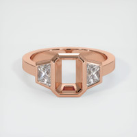 14K Rose Gold Three Stone Ring Setting Image