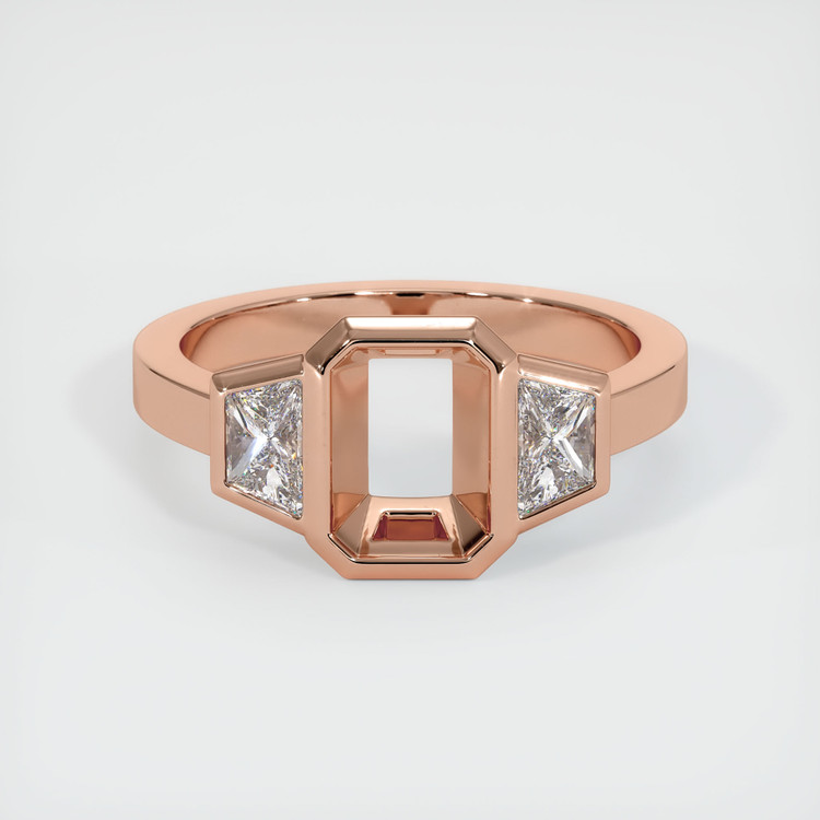 14K Rose Gold Three Stone Ring Setting