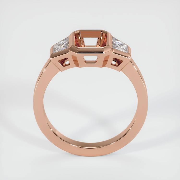 14K Rose Gold Three Stone Ring Setting