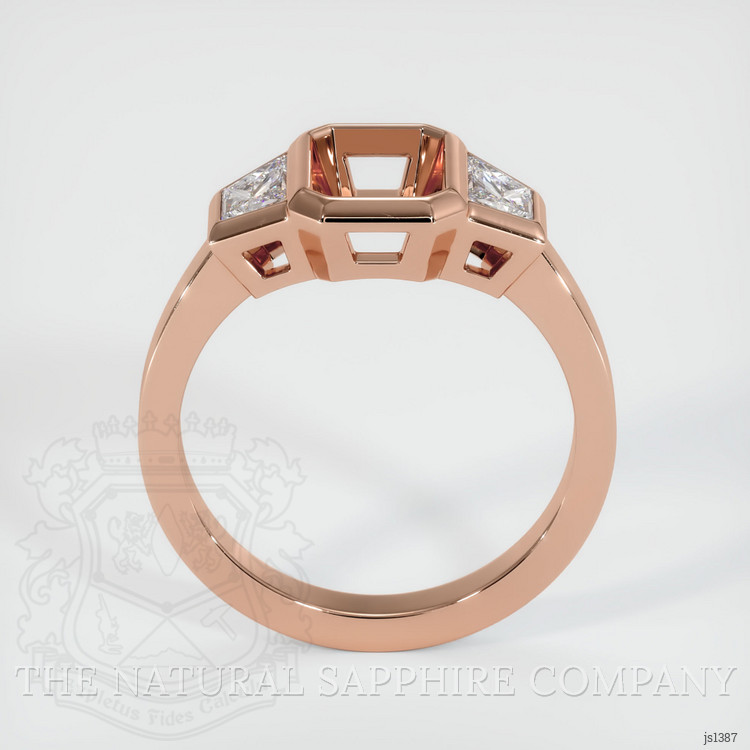 14K Rose Gold Three Stone Ring Setting