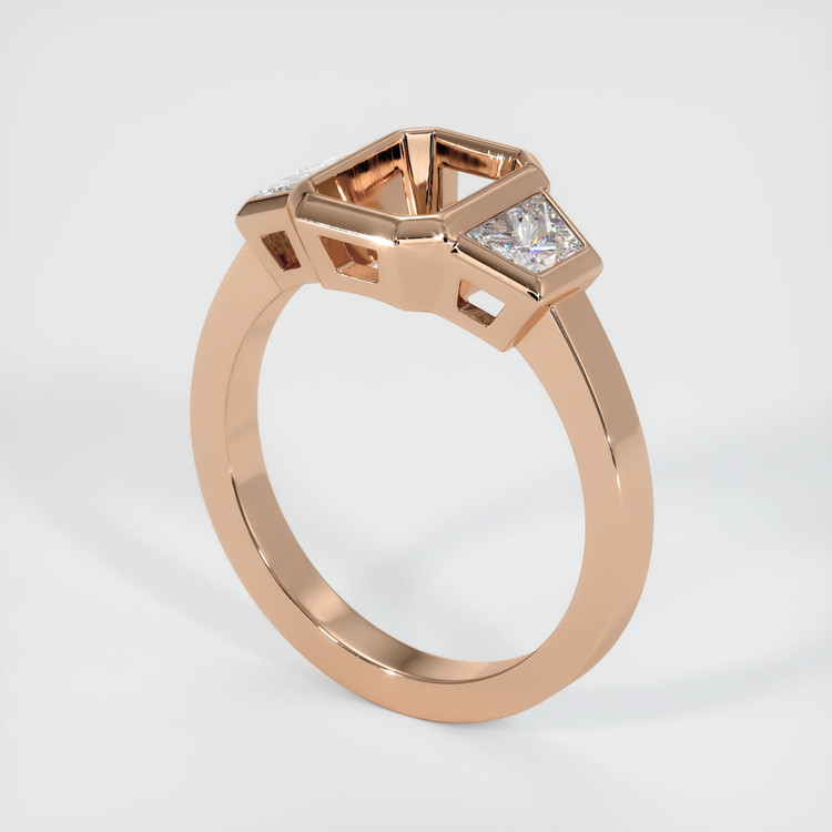 18K Rose Gold Three Stone Ring Setting