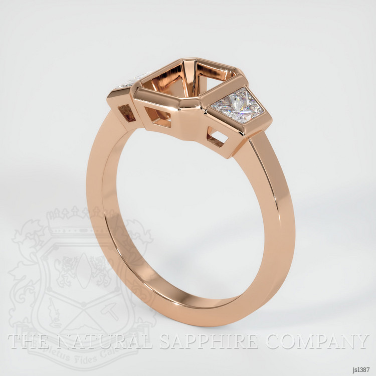 18K Rose Gold Three Stone Ring Setting