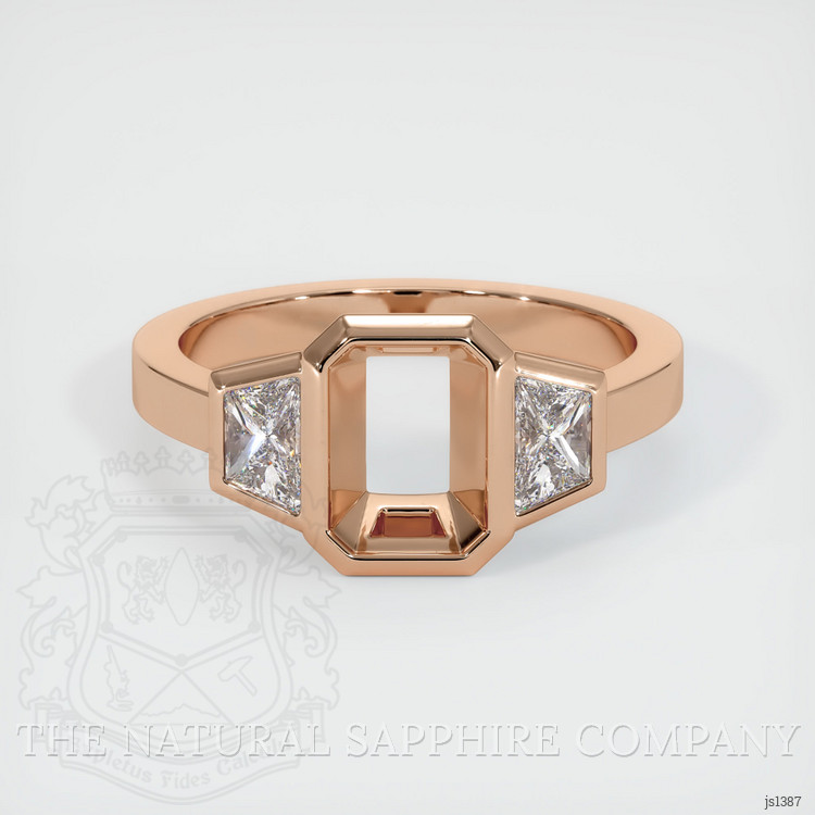 18K Rose Gold Three Stone Ring Setting