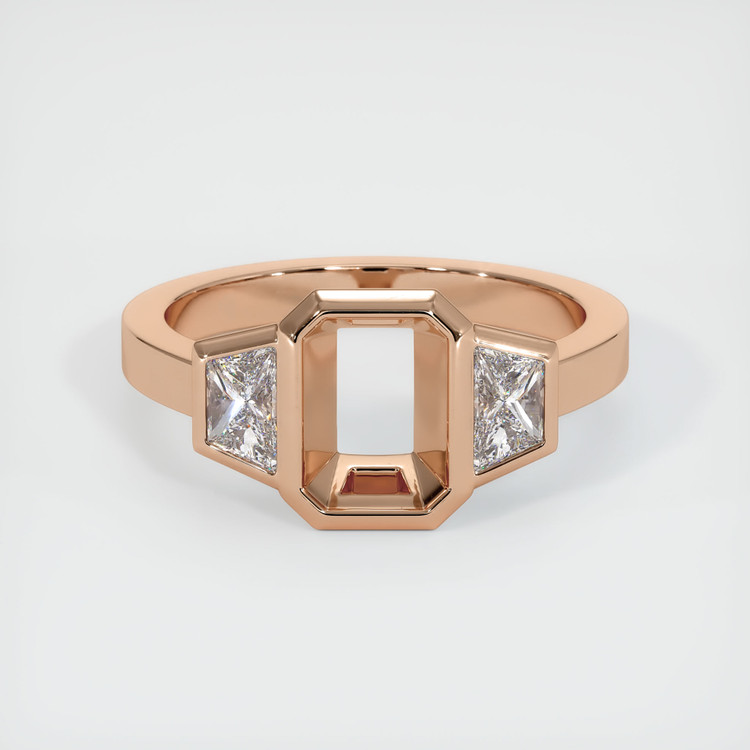 18K Rose Gold Three Stone Ring Setting