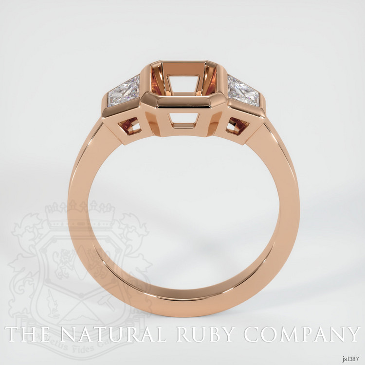 18K Rose Gold Three Stone Ring Setting