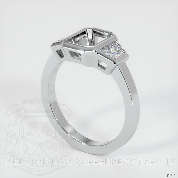 14K White Gold Three Stone Ring Setting