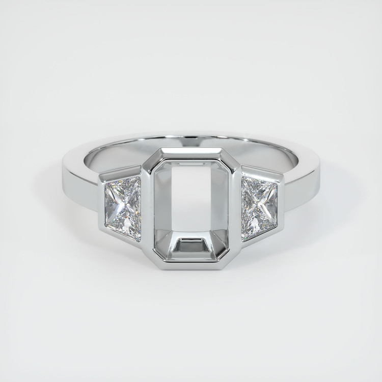 14K White Gold Three Stone Ring Setting