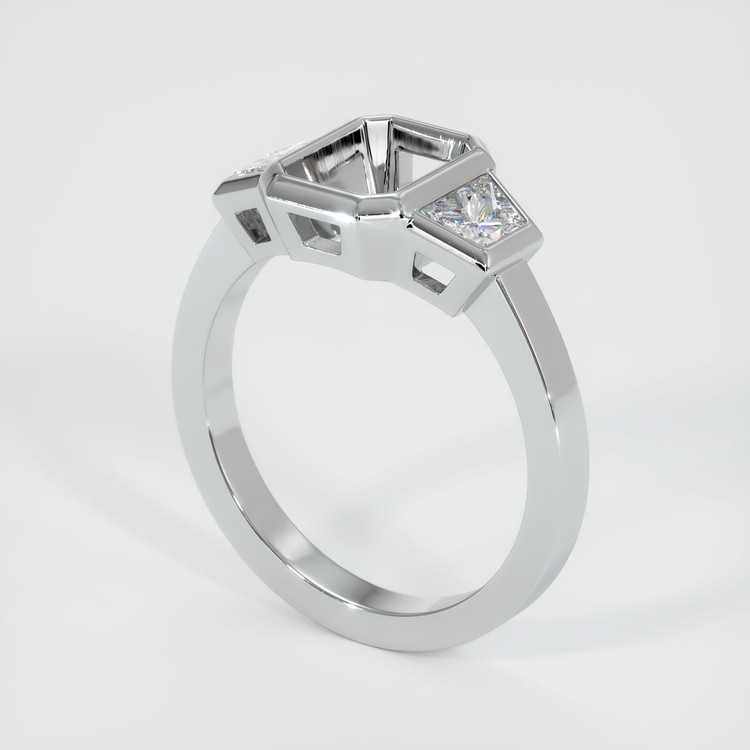 18K White Gold Three Stone Ring Setting