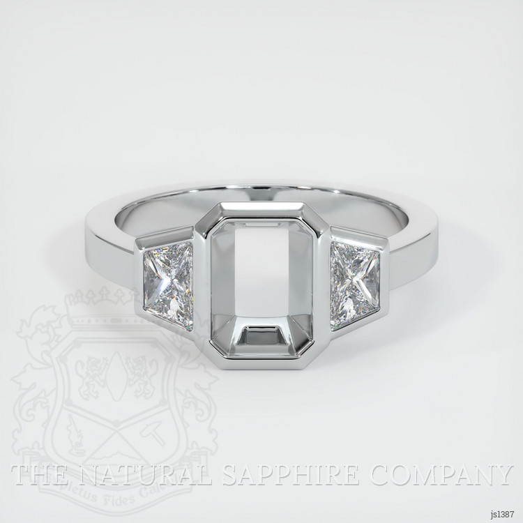 18K White Gold Three Stone Ring Setting
