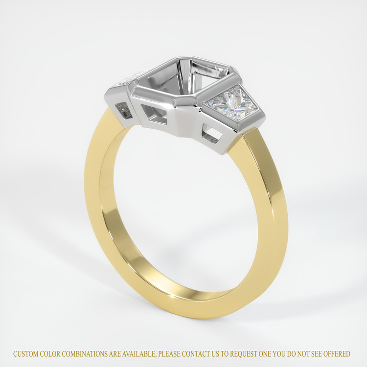 14K White & Yellow Three Stone Ring Setting